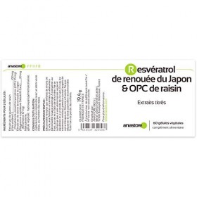 RESVÉRATROL & OPC DE RAISIN * 60 mg / 60 gélules * Titré à 95% en proanthocyanidines et à 50% en resvératrol * Antioxydants, 