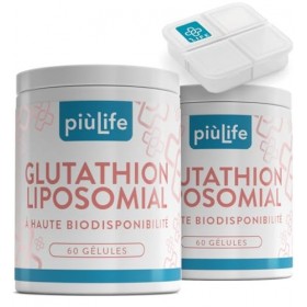 Glutathion Liposomal PiùLife – 500 mg par dose 2 gélules – 100% Glutathion Reduit Pur avec Technologie Liposomale – Antioxy