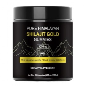 Gommes de Shilajit pur de lHimalaya : shilajit de qualité or enrichi en ashwagandha, acide fulvique et plus de 85 oligo-élém