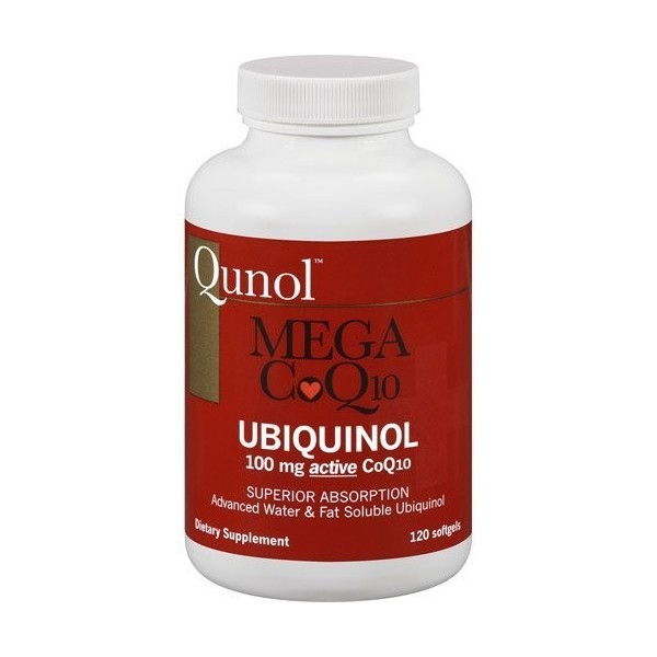 Qunol Mega CoQ10 Softgels, 100 Mg, 120 Count Single & Multi Packs Two Bottles each of 120 Softgels by Qunol