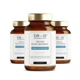DR-D Longevity Trans Resvératrol - 1000 mg - Antioxydant Premium 99% Trans-Resvératrol Pur Hautement Dosé 60 Gélules Vegan - 