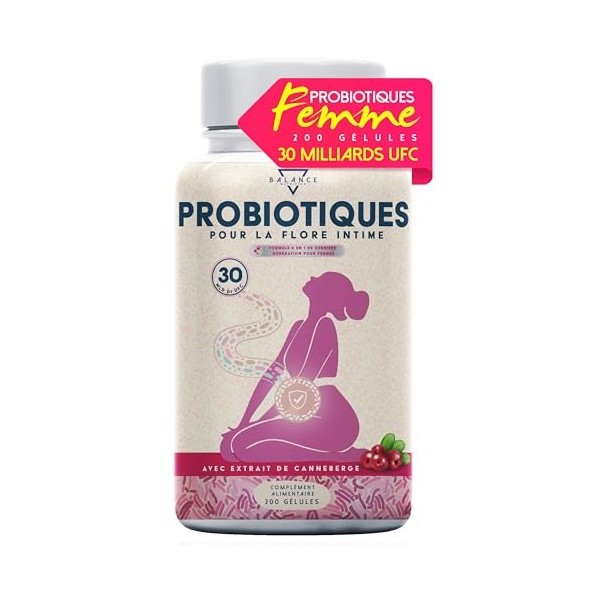 Probiotiques Femme - 200 Gélules | Utile pour: Mycose Vaginose, Vaginose Bactérienne | Probiotique Flore Intime | 30 Milliard