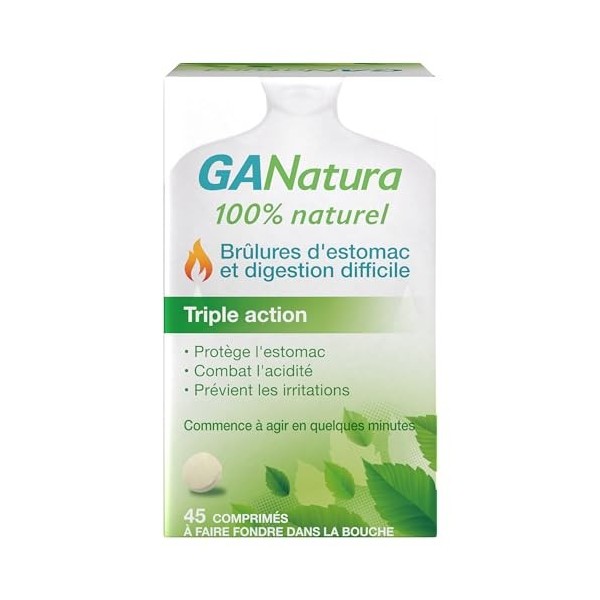 GANatura - Naturel - Brûlures destomac et digestion difficile - 45 Comprimés