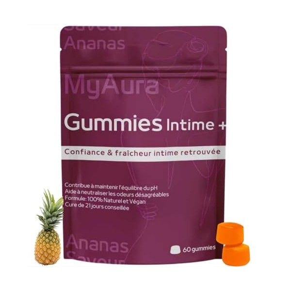 Gummies Intime Ananas,Qualité Premuim,Marque française,probiotique flore intime Equilibre féminin, Équilibre PH,Neutralise le