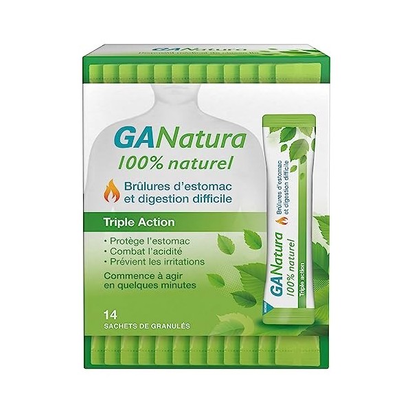 GANatura - Naturel - Brûlures destomac et digestion difficile - 14 Sachets - Format Pratique