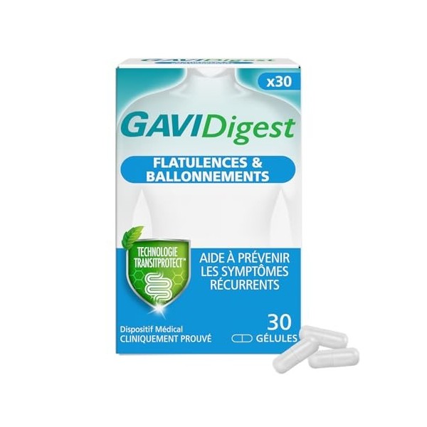 GAVIDigest Flatulences et Ballonnements, 15 gélules, sans gluten, sans lactose Bactéries et levures