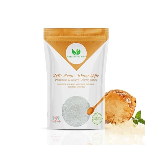 Natural Probio® Kéfir deau - Kit de démarrage de Culture - Grains de kefir de Fruit + Notice complète Recette et Conseils + ...