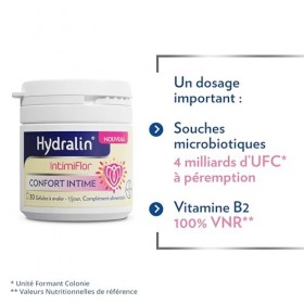 Hydralin IntimiFlor - Complément alimentaire - Un programme de 30 jours pour le confort intime féminin - 30 comprimés - Fabri