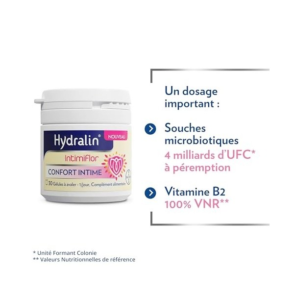 Hydralin IntimiFlor - Complément alimentaire - Un programme de 30 jours pour le confort intime féminin - 30 comprimés - Fabri