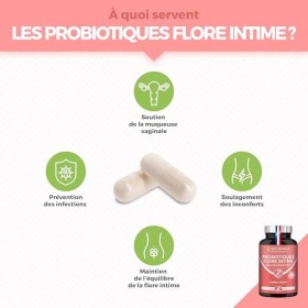 PROBIOTIQUE FLORE INTIME – 24 à 48 Milliards UFC – 3 Souches Lactobacillus & Vitamine B2 – Equilibre de la Flore Vaginale – C...