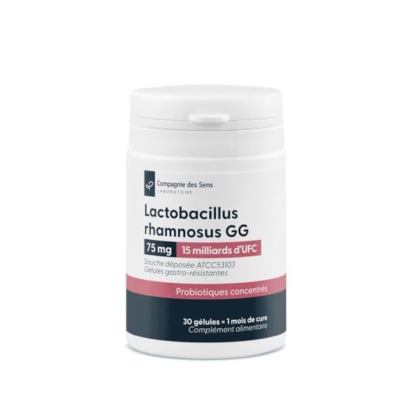 Lactobacillus rhamnosus GG 15 Milliards d’UFC – 30 gélules gastro-résistantes – Souche ATCC53103 – Sans conservateurs – Fabri...