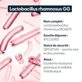 Lactobacillus rhamnosus GG 15 Milliards d’UFC – 30 gélules gastro-résistantes – Souche ATCC53103 – Sans conservateurs – Fabri...