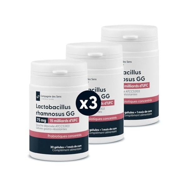 Lactobacillus rhamnosus GG 15 Milliards d’UFC – 30 gélules gastro-résistantes – Souche ATCC53103 – Sans conservateurs – Fabri...