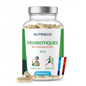 NUTRI & CO Probiotique Flore Intestinale - 60 Milliards UFC/jour - 8 Souches Dont 3 Cliniquement Étudiées - 60 Gélules Gastro