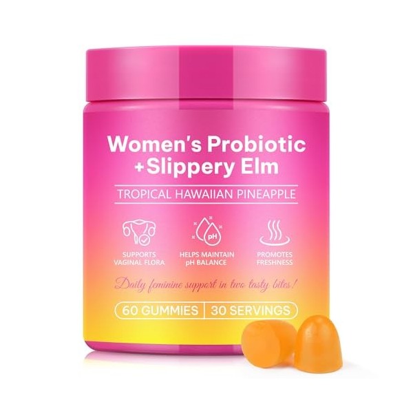 Probiotiques Gummies Flore Intime & Intestinale - 60 Gélules Saveur Ananas | Soutien de la Flore Vaginale et Digestive | Vega