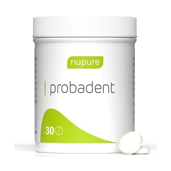 Nupure® Probadent pastilles à sucer contre la mauvaise haleine avec probiotique pour la flore buccale avec 5 μg de vitamine D...