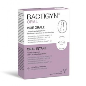 Bactigyn® Oral - Probiotiques flore Intime - 4 souches de lactobacilles - 4,10⁹ UFC par gélule - Équilibre microbiote & confo