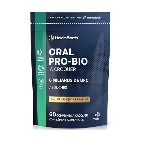 Biotique Oraux pour la Bouche | 60 Comprimés Végan à Croquer | Saveur Menthe | Complément Alimentaire Mauvaisse Haleine | 6 m