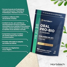 Biotique Oraux pour la Bouche | 60 Comprimés Végan à Croquer | Saveur Menthe | Complément Alimentaire Mauvaisse Haleine | 6 m