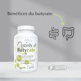 OPTIM Butyrate de Sodium Enrobé 285mg Libération Progressive 90 Gélules - Acide Butyrique pour Transit Intestinal et Côlon - 