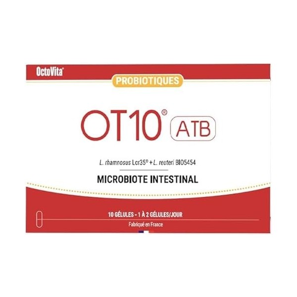 OT10 ATB Probiotiques – OctoVita – Microbiote Intestinal – 2 Souches Probiotiques – 2 milliards UFC/Gélule – 10 gélules – Fab