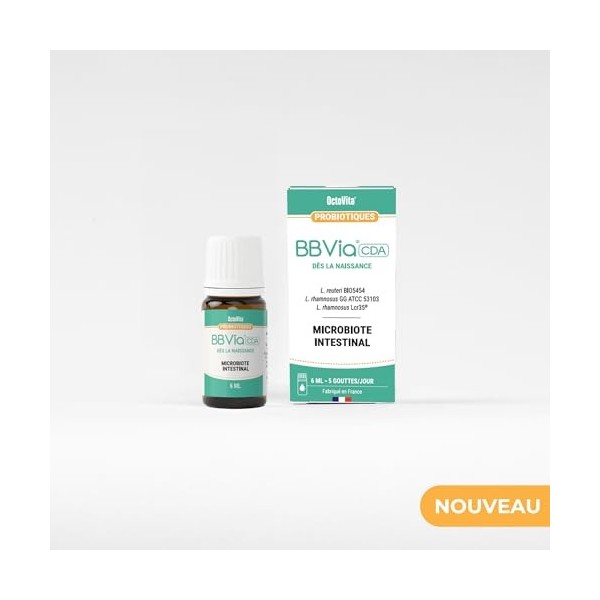 BBVia® CDA Gouttes Probiotiques Bébé – OctoVita – Dès la naissance, Enfant 0-6 ans – Microbiote intestinal – 3 souches probio...