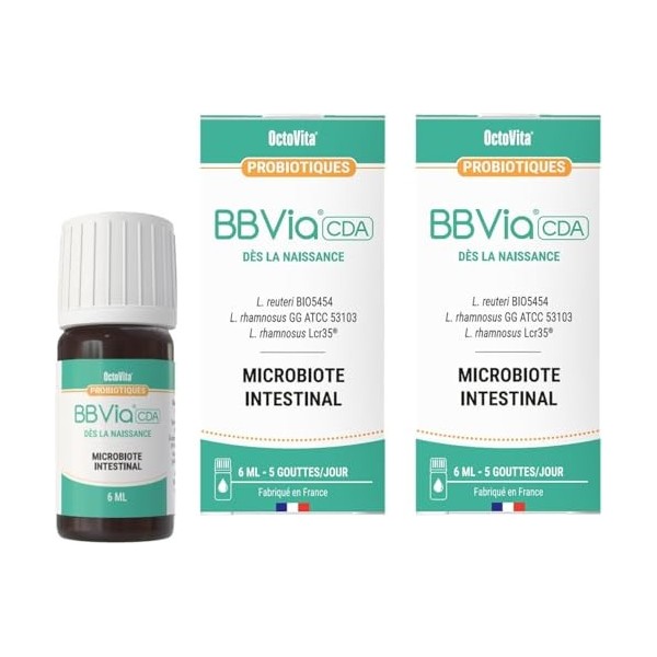 BBVia® CDA Gouttes Probiotiques Bébé – OctoVita – Dès la naissance, Enfant 0-6 ans – Microbiote intestinal – 3 souches probio...