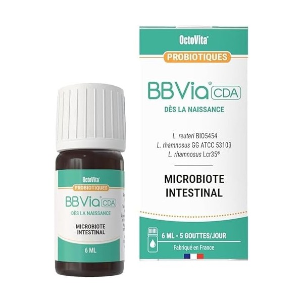 BBVia® CDA Gouttes Probiotiques Bébé – OctoVita – Dès la naissance, Enfant 0-6 ans – Microbiote intestinal – 3 souches probio...
