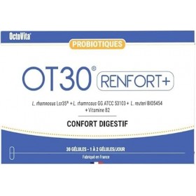 OT30® Renfort+ Probiotiques – OctoVita – Synergie de 3 souches – 3 milliards UFC/Gélule + Vitamine B2 – Microbiote Intestinal