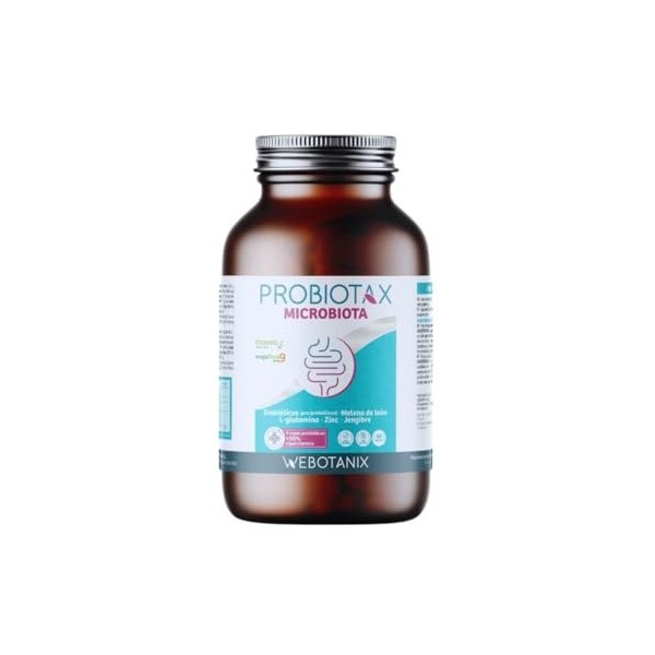 WeBotanix | Probiotax Microbiota Capsules | Symbiotique avec probiotiques mégaflore 9 et prébiotiques Inavea | Avec crinière