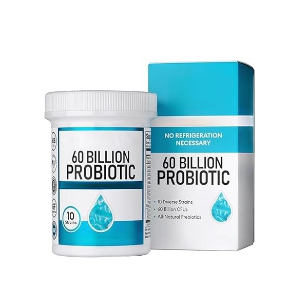 Probiotiques 60 milliards dUFC 10 souches prébiotiques soins intestinaux quotidiens soins digestifs adultes unisexe