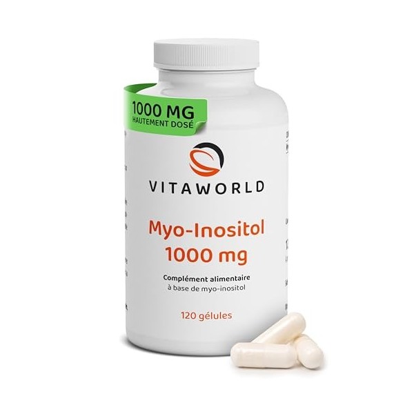 Myo-inositol - Inositol hautement dosé 1000 mg par jour 120 gélules végétaliennes - Le myo-inositol est un messager importa
