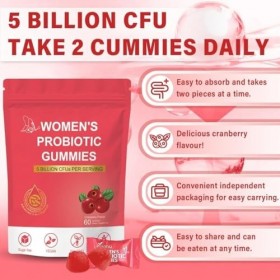 Probiotiques pour Femmes, Formule 3 en 1 avec 5 milliards dUFC équilibre PH pour une flore et une odeur saines, goût de cann ...