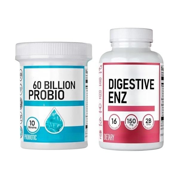Kit avancé pour la santé intestinale, 60 milliards de probiotiques avec prébiotiques et probiotiques, probiotiques pour femme