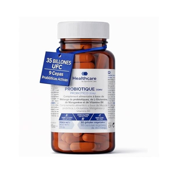 Probiotiques et Prébiotiques Intestinaux | 9 Souches Actives + L-Glutamine et Vitamine B6 | Équilibre Digestif et Défenses Na