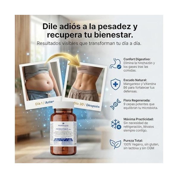 Probiotiques et Prébiotiques Intestinaux | 9 Souches Actives + L-Glutamine et Vitamine B6 | Équilibre Digestif et Défenses Na