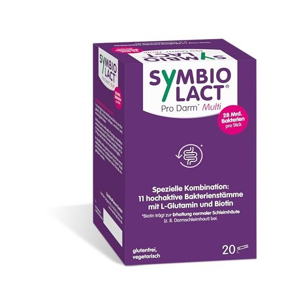 SymbioLact Pro Darm Multi Sticks mit 28 Mrd. Bakterien, L-Glutamin & Biotin, 20 pc Bâtonnets