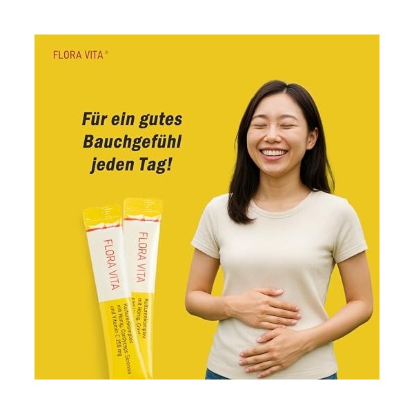 Flora Vita Cultures Complexe - 30 sachets Probiotiques & Prébiotiques Synbiotiques avec 21 souches bactériennes, Cordyceps,