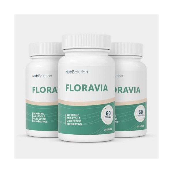 Floravia de NutriSolution I Resvératrol Zinc Vitamine B3 Vitamine D3 Berbérine Quercétine Inuline I Absorption du Nutriment,