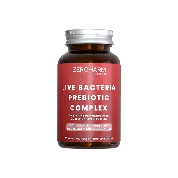 ZEROHARM Complexe prébiotique et de bactéries vivantes – 30 milliards dUFC avec 10 souches – Soutien de lintestin, de la di