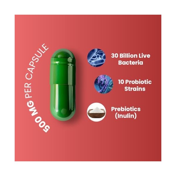 ZEROHARM Complexe prébiotique et de bactéries vivantes – 30 milliards dUFC avec 10 souches – Soutien de lintestin, de la di