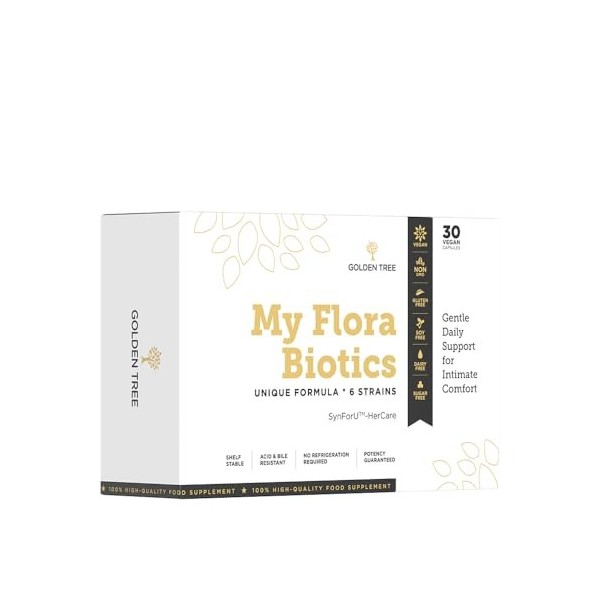 Golden Tree My Flora Biotics – Probiotiques pour Femme avec 6 Souches de Lactobacillus, D-Mannose et Inuline – 12 Milliards d