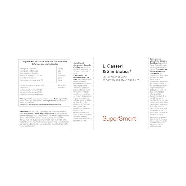 L. Gasseri & SlimBiotics® - Probiotiques pour Régime Minceur - Perte de Poids et Brûle-Graisse - 18 Milliards de CFU/Jour - T