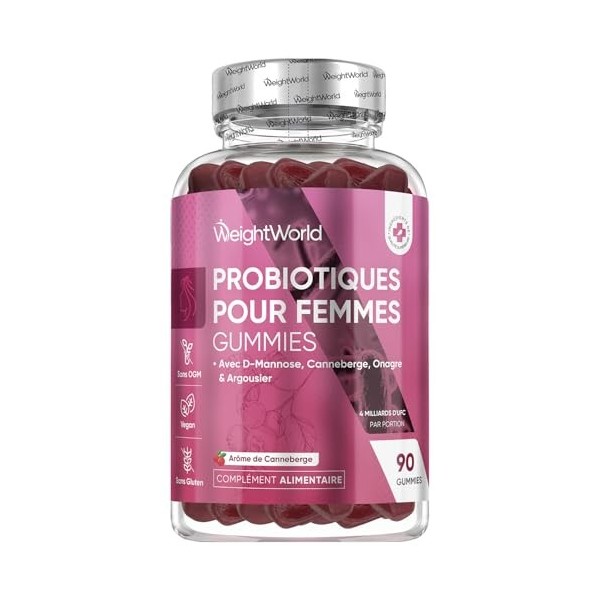 Probiotique Gummies pour Femmes - 90 Gummies, 4 Milliards dUFC pour 45 Jours, Probiotique Flore Intestinale avec Lactobacill