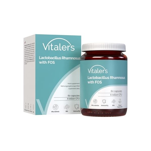 Vitalers Lactobacillus Rhamnosus avec FOS – 60 gélules, Vegan, Formule Pure, Approvisionnement pour 2 Mois