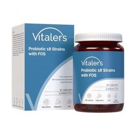 Probiotique Vitalers 18 Souches avec FOS 30 gélules – Vegan, Formule Pure, Sans Agents de Remplissage, Soutien Digestif