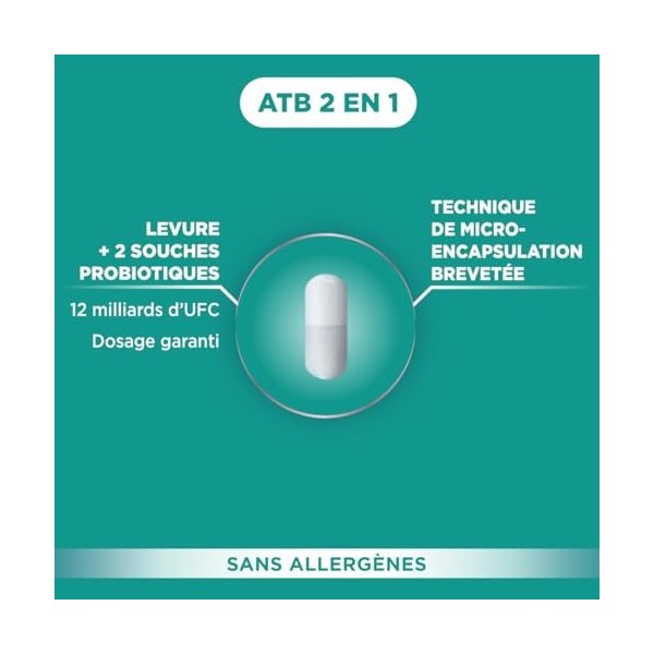 Forté Pharma - Forté Probio+ ATB 2en1 - Souche probiotique flore intestinale - Gélules gastro-résistantes - 2 souches microbi...