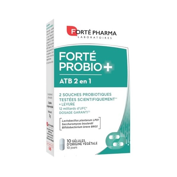 Forté Pharma - Forté Probio+ ATB 2en1 - Souche probiotique flore intestinale - Gélules gastro-résistantes - 2 souches microbi...
