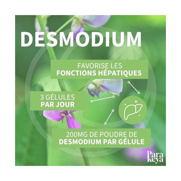 Parakeya – Desmodium | Confort Hépatique | Complément Alimentaire | 180 Gélules Bactéries et levures