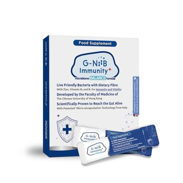 G-NiiB Immunity+ SIM01 | Probiotiques digestifs et prébiotiques avec zinc, vitamine B6 et B1 pour limmunité et lénergie |